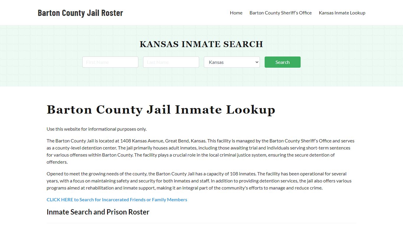 Barton County Jail Roster Lookup, KS, Inmate Search